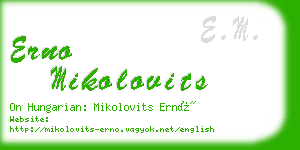 erno mikolovits business card